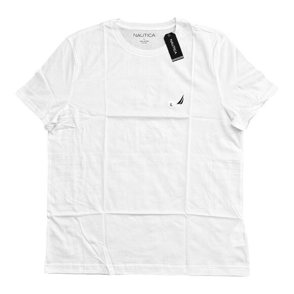 Nautica White Short Sleeve Tee Men’s Crewneck Bright White T-Shirt Size Large - Picture 1 of 6